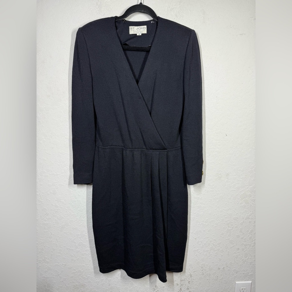 St. John V Neck Wrap Midi Dress Size 8